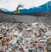 Landfill site where plastic packaging is dumped