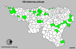 Wallonian municipalities where Wind-farms settlements are planned