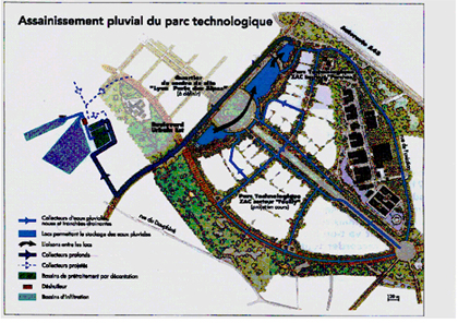 Regenwasserdrainage im Technologiepark