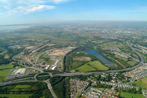 Aerial photograph of the Llandarcy Urban Village site