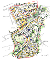 Phase 1 layout plan of Llandarcy Urban Village (Alan Baxter & Associates)