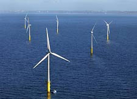 Overhead photograph of North Hoyle illustrating the layout of the turbines